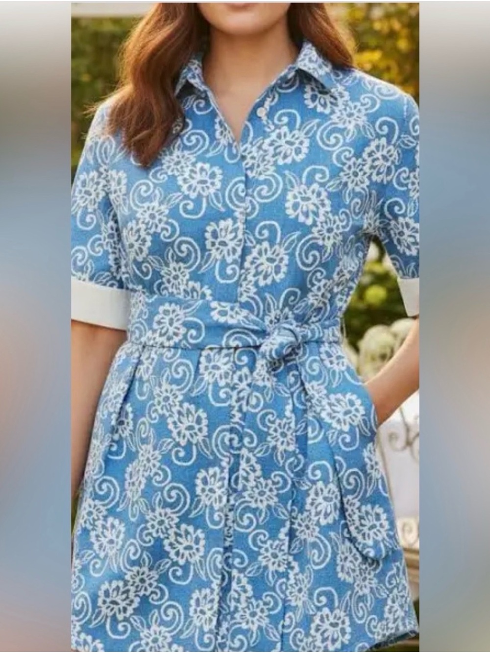 Tuckernuck Pomander Place Blue Floral Lace-Print Mini Dress with Belt